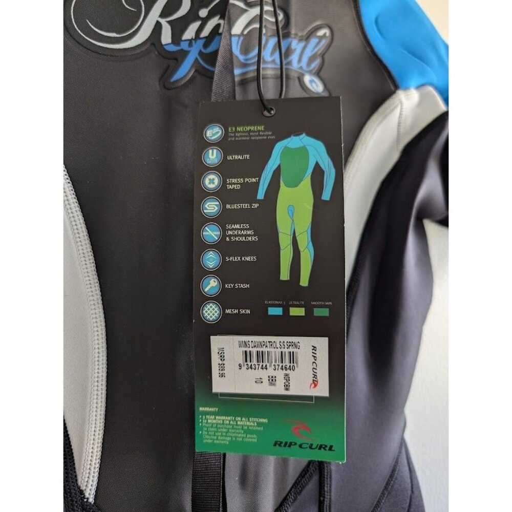 Rip Curl Women's Black and Blue Short Sleeve Springsuit Wetsuit - Picture 4 of 5